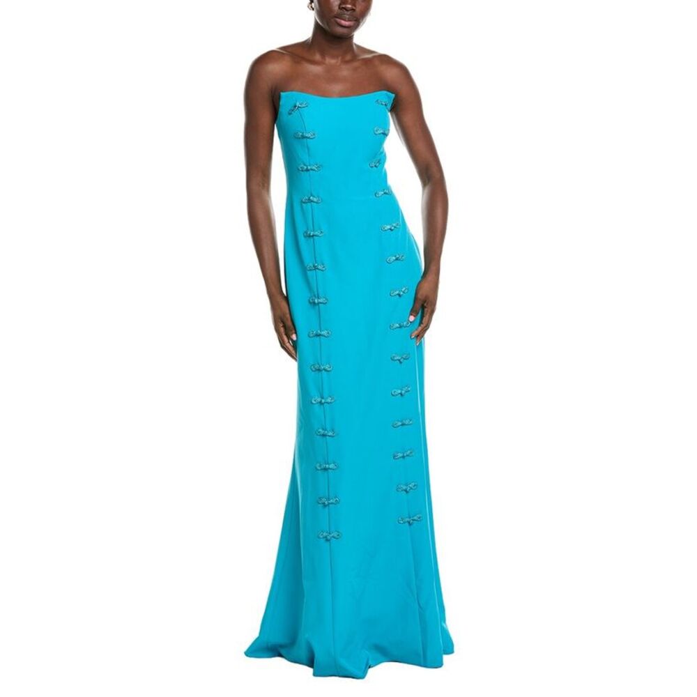 Rene Ruiz Womens  Strapless Scoop Neck Column Gown, Blue